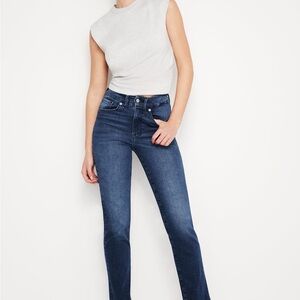 Good American Dark Blue Always Fits Classic Slim Straight Leg Jeans